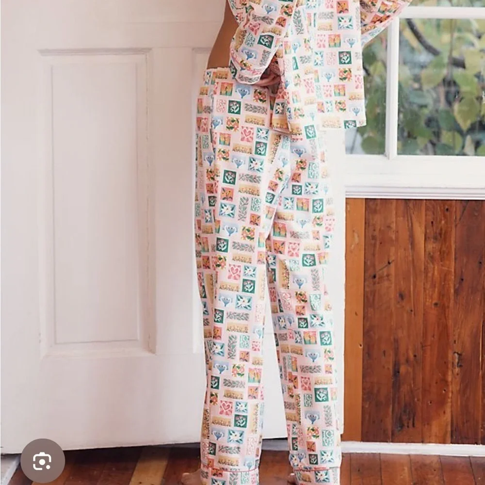 Anthropologie Bedhead Love Stamps  Pajamas Set